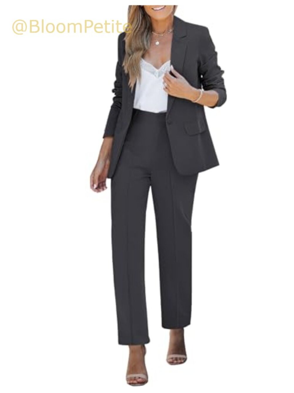 Women's Two Piece Pantsuit Set Blazer Straight Leg Pants Business Casual
